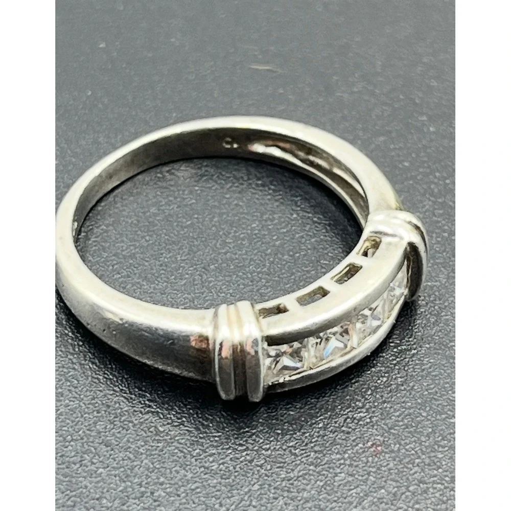 Sterling Silver Princess Cut Channel Set CZ Anniversary‎ Wedding Band Ring 8.25